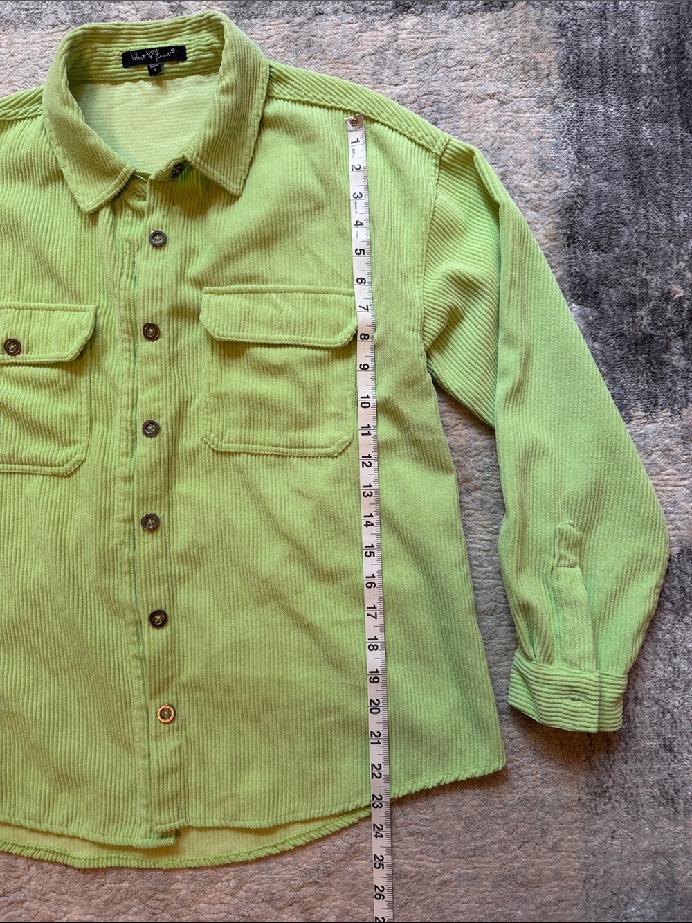 Velvet Heart Neon Lime Corduroy Button-Down Shirt - Picture 3 of 3